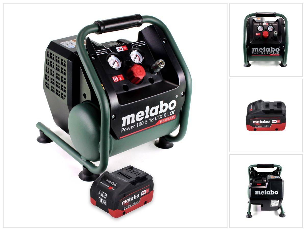 Metabo Power 160-5 18 LTX BL OF Akku Kompressor 18 V 8,0 bar Brushless + 1x Akku 10,0 Ah - ohne Ladegerät