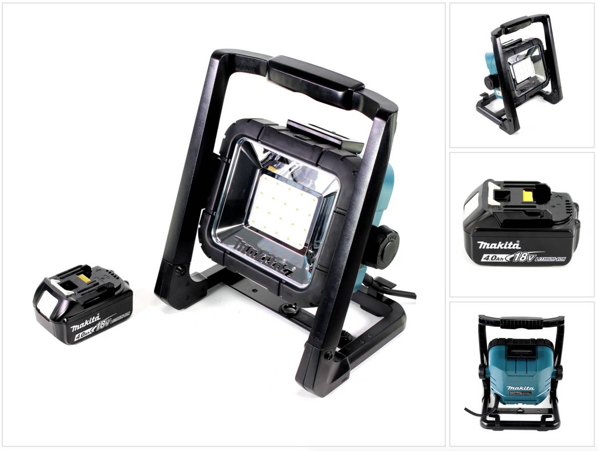 Makita DEADML / DML 805 LED Baustrahler 14,4 - 18 Volt / 230 Volt + 1x BL 1840 B 18V - 4Ah Li-Ion Akku mit LED - Anzeige