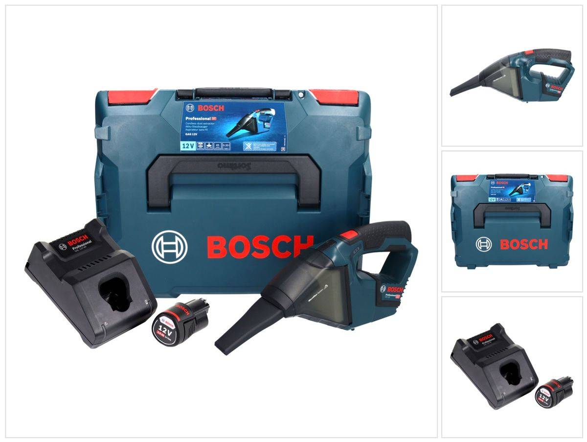 Bosch GAS 12V Professional Akku Staubsauger 12 V 0,35 l + 1x Akku 3,0 Ah + Ladegerät + L-Boxx
