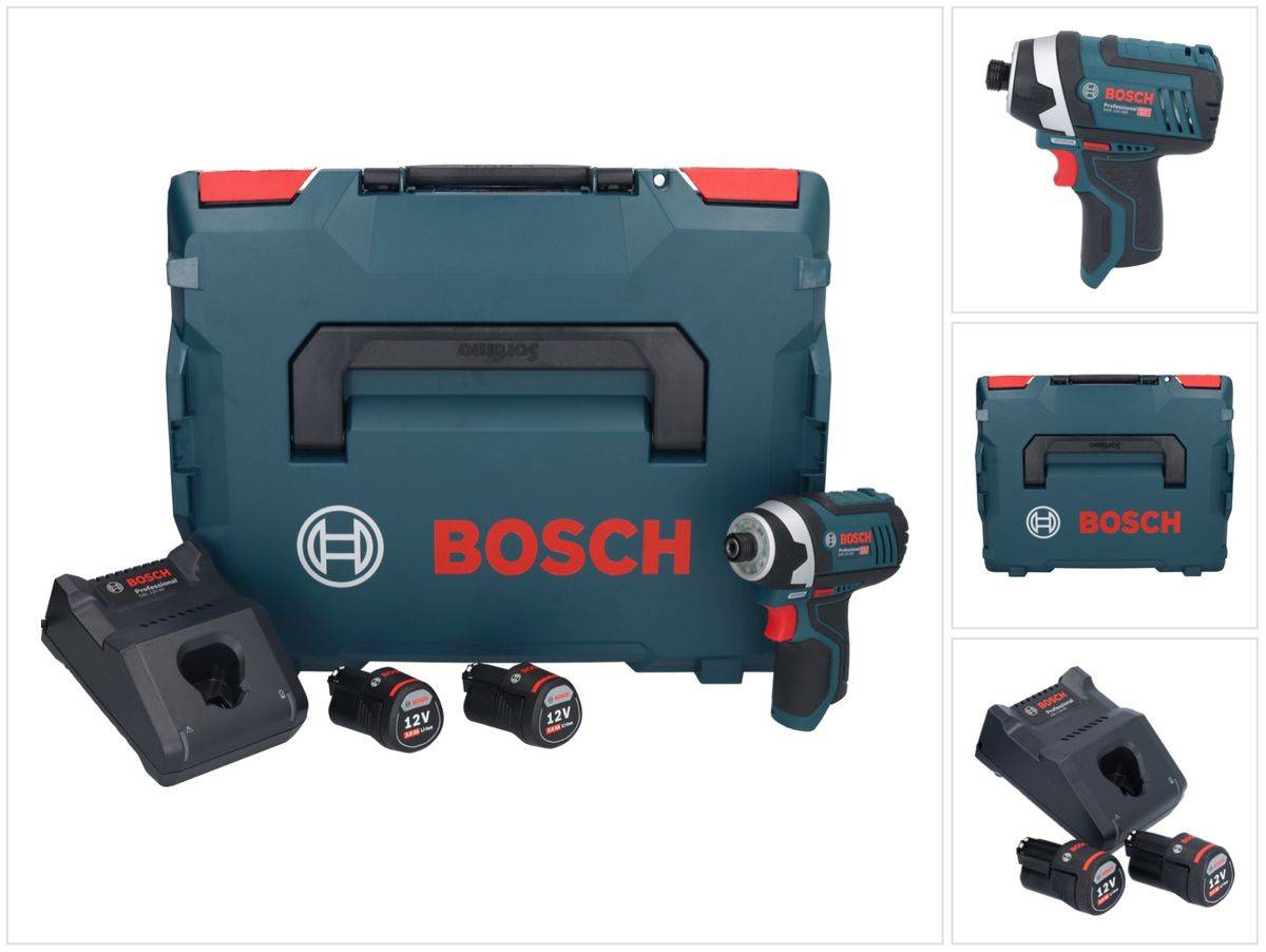 Bosch GDR 12V-105 Professional Akku Drehschlagschrauber 12 V 105 Nm 1/4" + 2x Akku 3,0 Ah + Ladegerät + L-Boxx