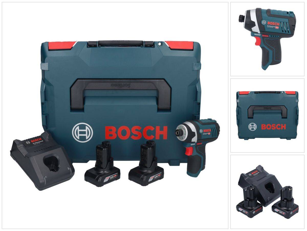 Bosch GDR 12V-105 Professional Akku Drehschlagschrauber 12 V 105 Nm 1/4" + 2x Akku 6,0 Ah + Ladegerät + L-Boxx