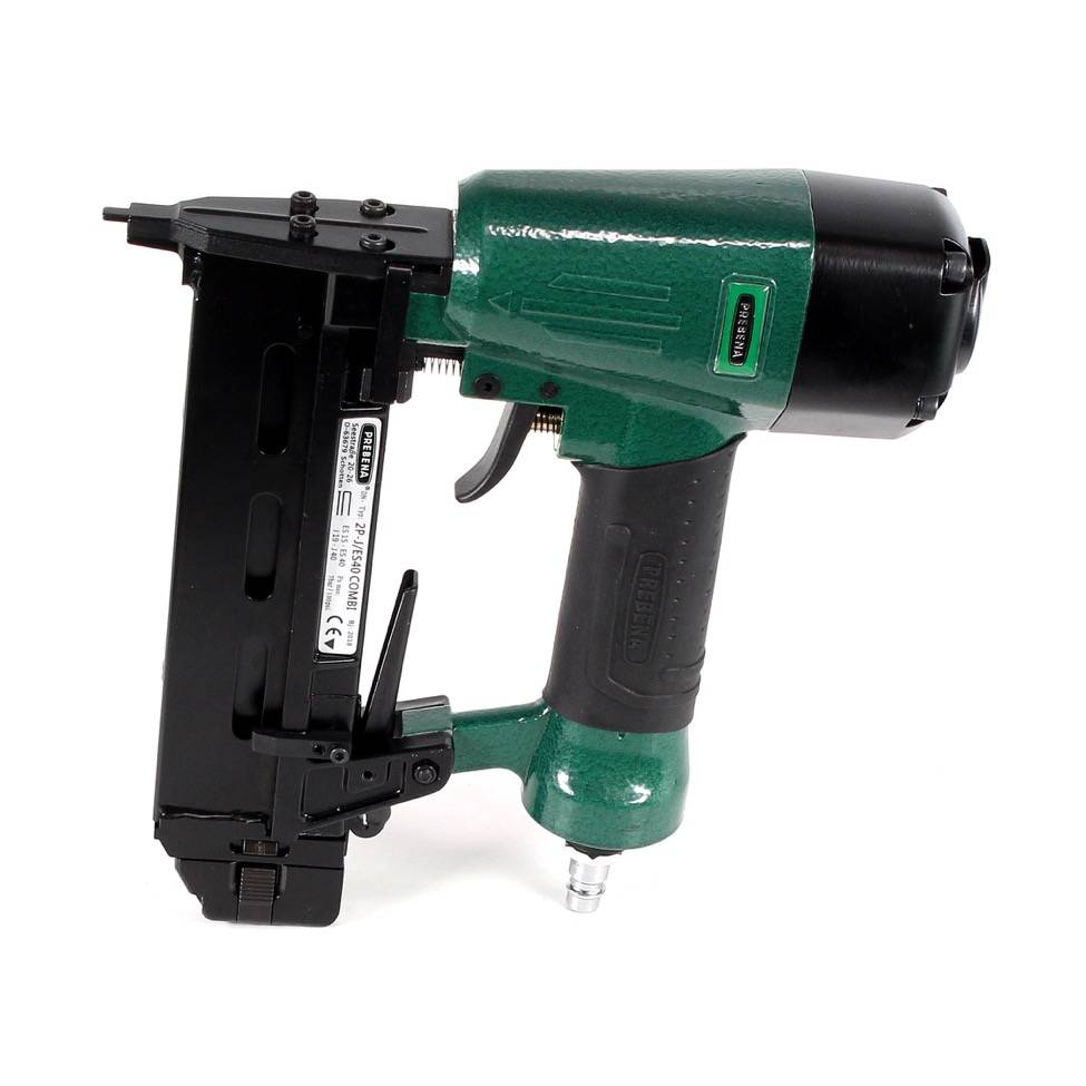 Prebena Druckluftnagler 2P-J/ES 40 COMBI 5 bis 7 Bar - im Transportkoffer + Prebena J 30 CNKHA Stauchkopfnägel Brads 30mm 5000 Stück