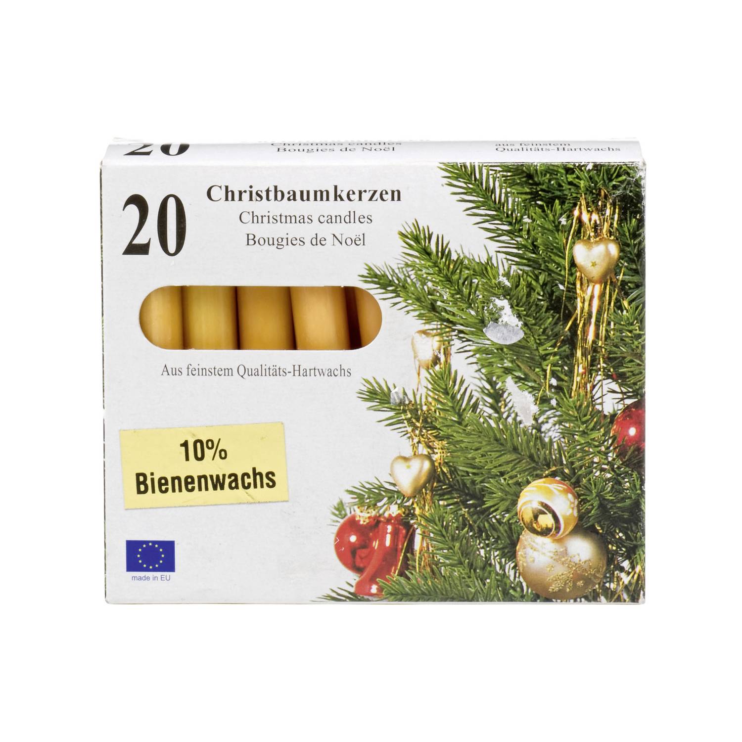KCB 253 227 10 KCB Candle Christbaum-Kerzen, Ø 1,2 x 10cm, natur (20er Pack)