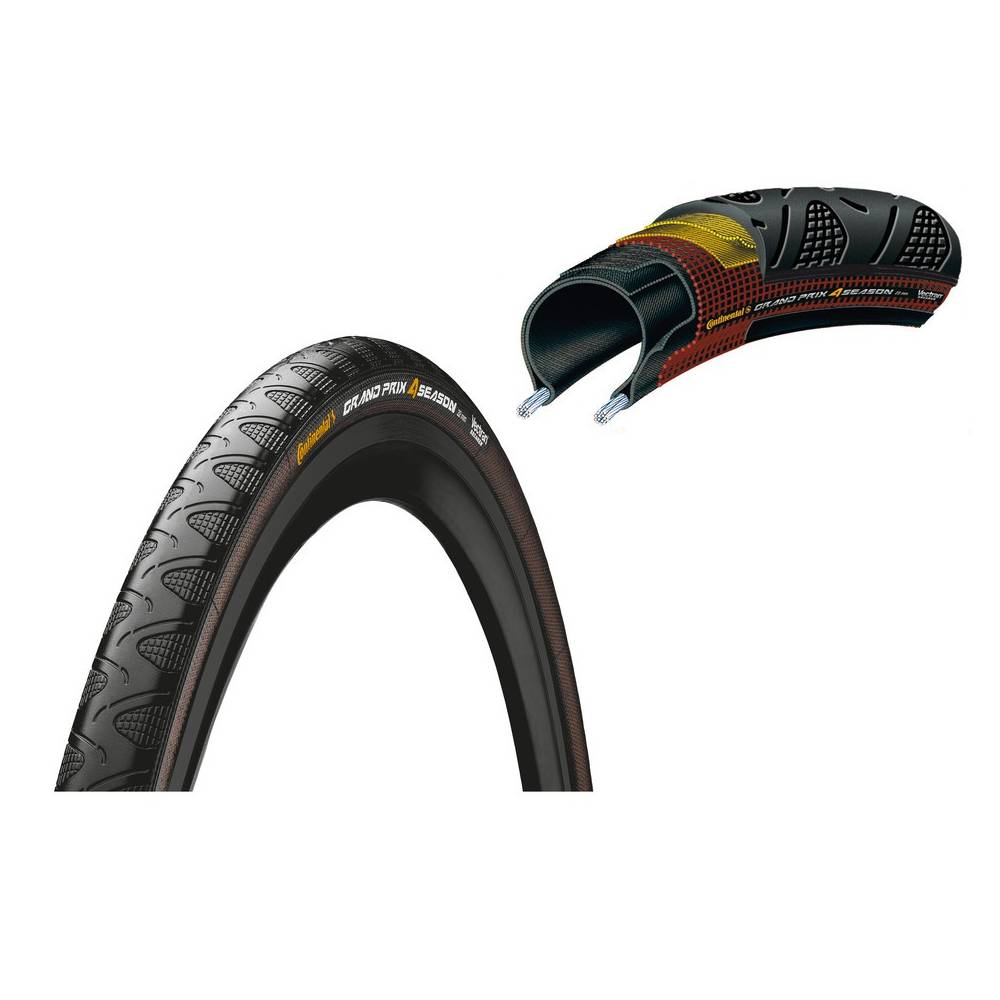 Continental 0100175 Gran Prix 4-Season Road-Reifen, faltbar, 25-622 (28", 700x25C), schwarz/schwarz skin