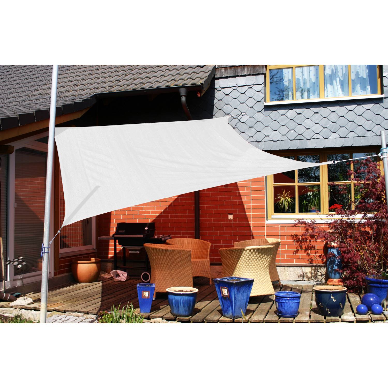 EDUPLAY 160137 Sonnenschutz Sonnensegel, 3,6x3,6m, Quadrat, weiß
