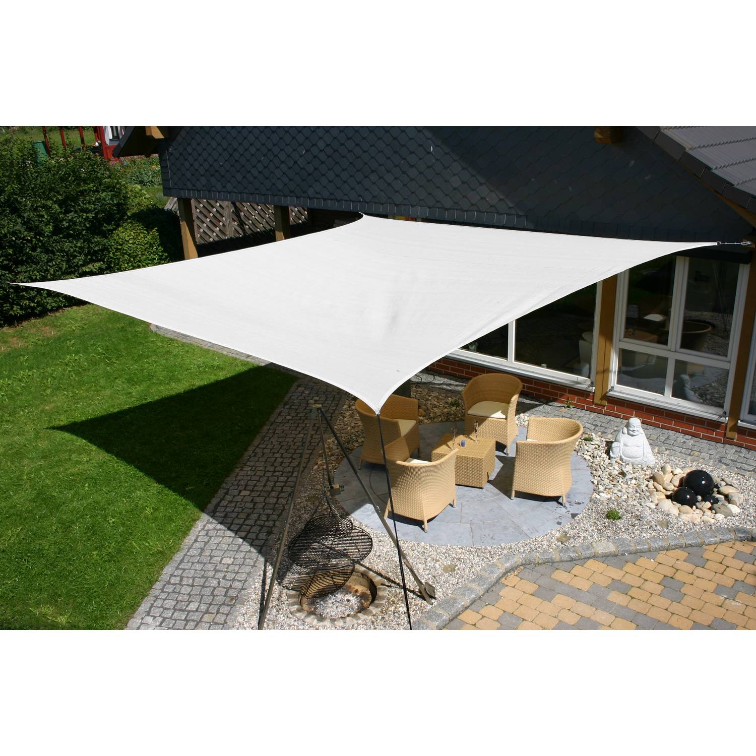 EDUPLAY 160074 Sonnenschutz Sonnensegel, 5x5m, Quadrat, weiß