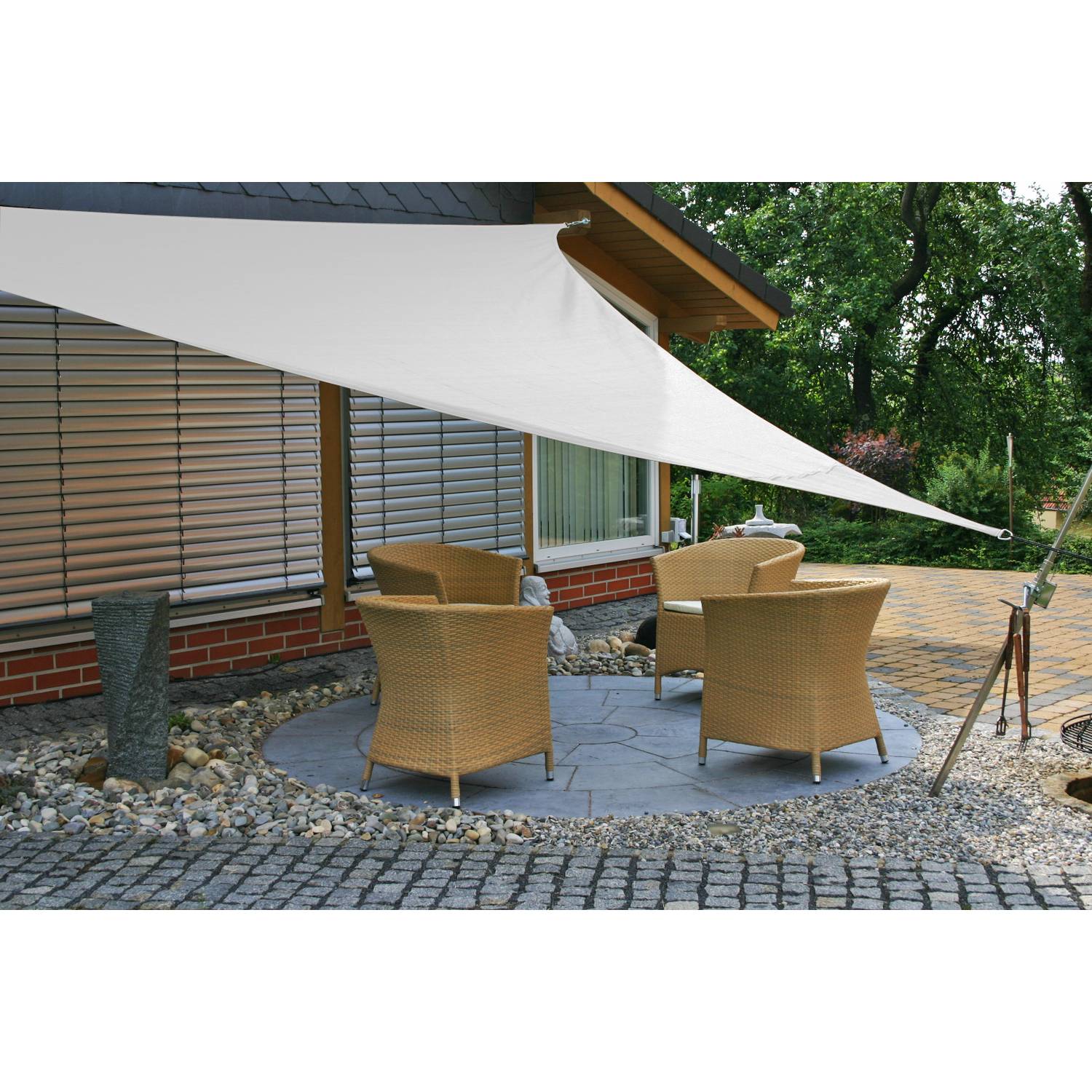 EDUPLAY 160110 Sonnenschutz Sonnensegel, 3,6x3,6x3,6m, Dreieck, weiß