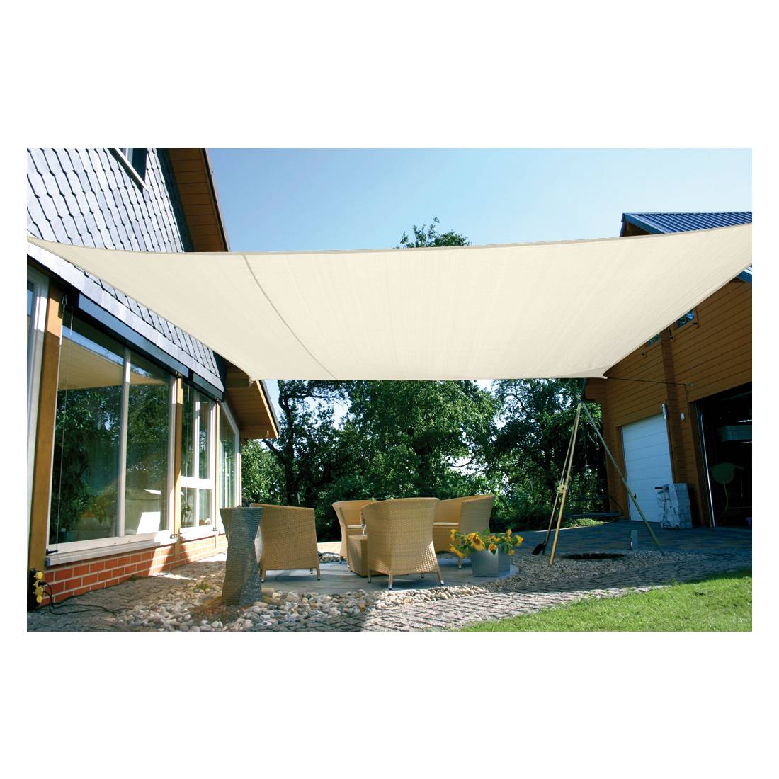 EDUPLAY 160130 Sonnenschutz Sonnensegel, 6x4m, Rechteck, wasserabweisend, cremeweiß