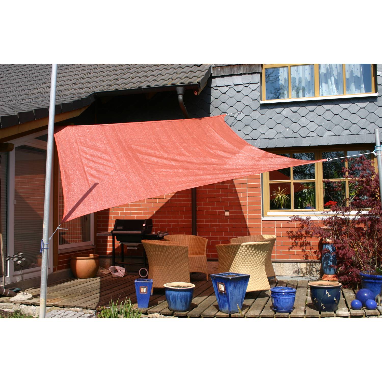 EDUPLAY 160125 Sonnenschutz Sonnensegel, 3,6x3,6m, Quadrat, wasserabweisend, rostrot