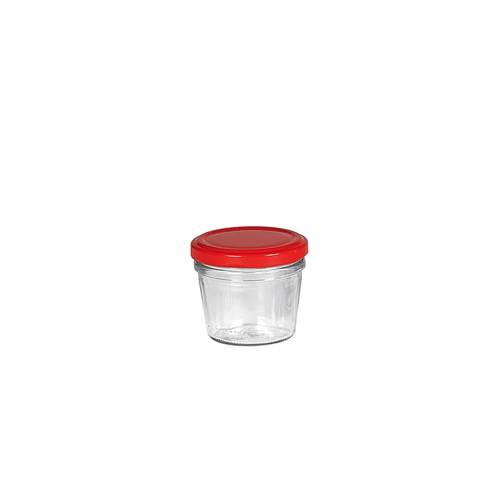EmSy 59018 Sturzglas mit Twist-off Deckel 6,3 cm, 105 ml, Höhe 5,5 cm, klar/rot (9er Pack)