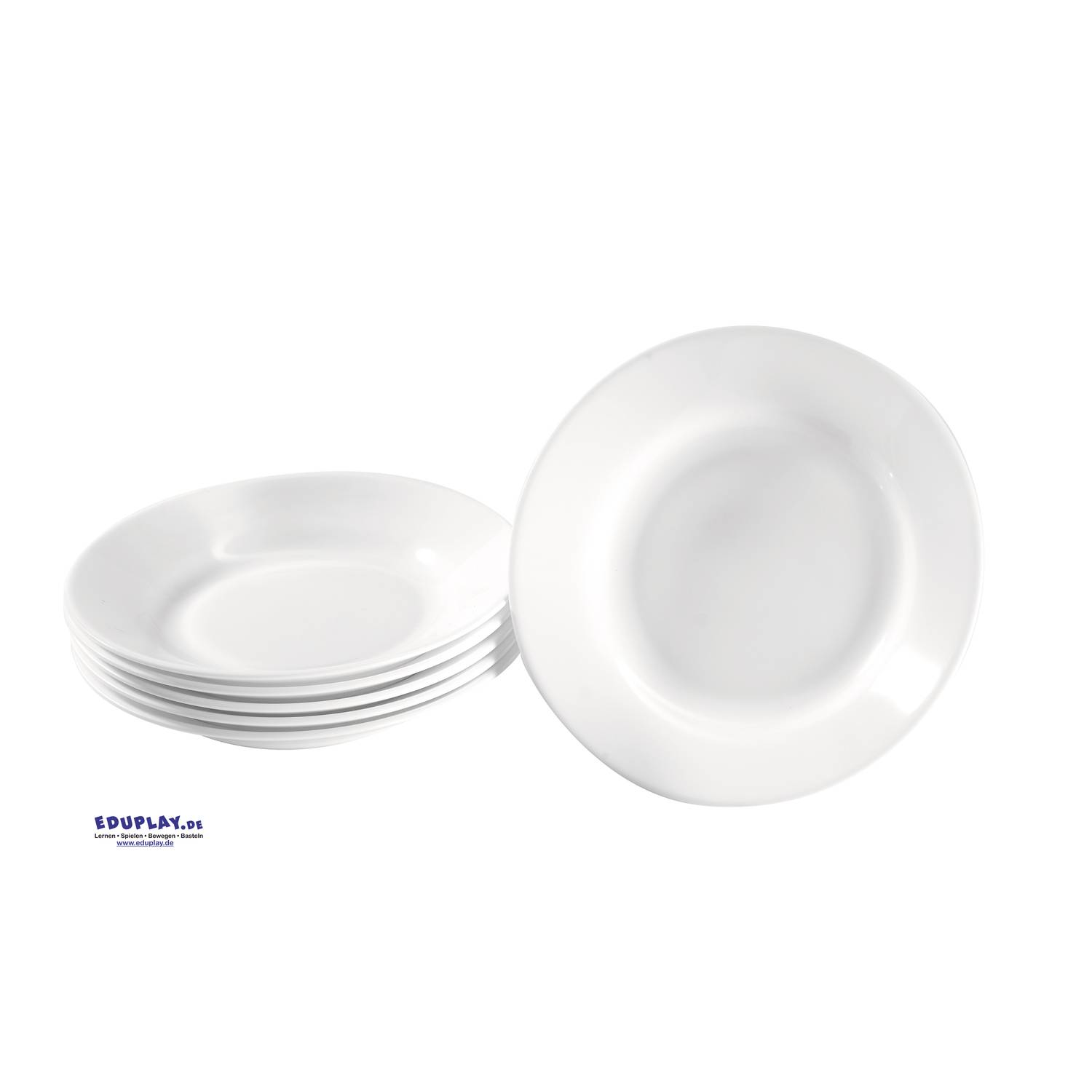 EDUPLAY 110419 Suppenteller tief für Kinder, Hartglas, Hartglas, Ø 22 cm, weiß (6er Pack)