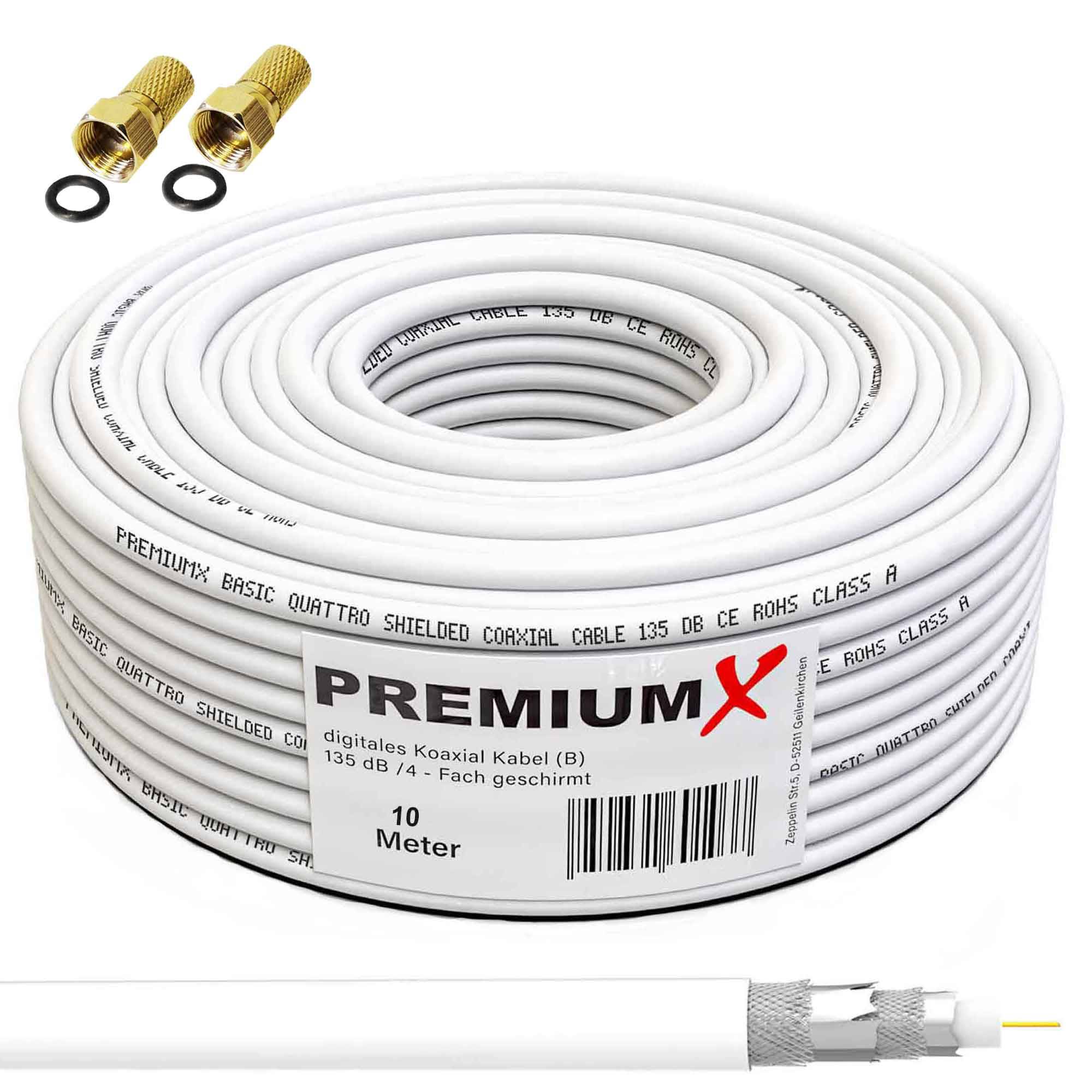 PremiumX Camping SAT Anlage Antenne Satelliten-Finder Single LNB 10m Koaxial-Kabel F-Stecker im Koffer ideales Camp-Zubehör