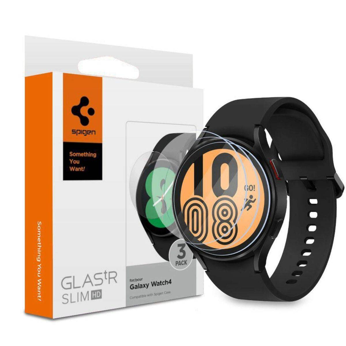 Spigen Hart Glas 3 Stk. für Samsung Galaxy Watch 4 44mm Panzerfolie Displayschutz