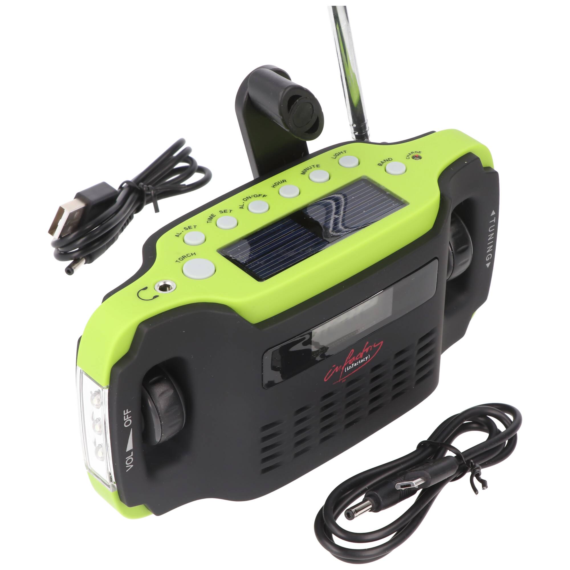 Solar-Dynamo-Koffer-Radio mit LED-Taschenlampe, keine Batterien erforderlich