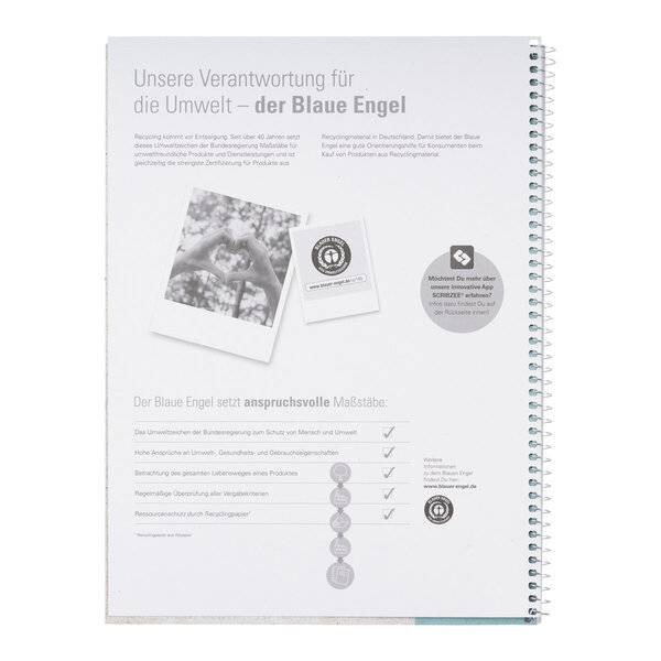 Collegeblock Recycling - A4+ 80 Blatt punktkariert aqua.