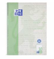 Ein grünes spiralgebundenes Oxford-Notizbuch oder Arbeitsheft mit einem schlichten Umschlag und einem großen „30
