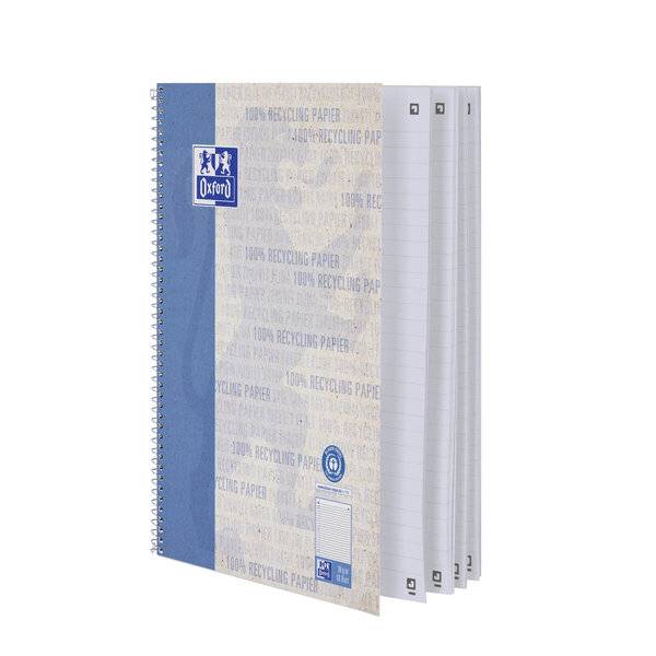 Collegeblock Recycling - A4+ 80 Blatt liniert Rand links blau.