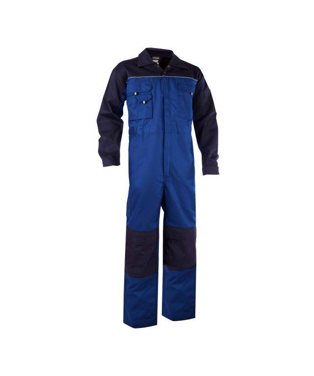 Zweifarbiger Overall mit Kniepolstertaschen, KORNBLAU/DUNKELBLAU, Gr. S