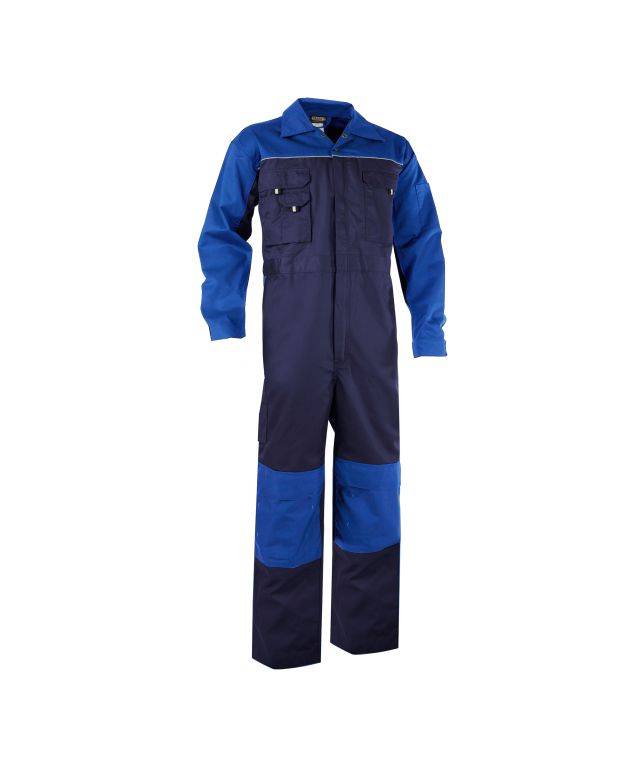 Zweifarbiger Overall mit Kniepolstertaschen, DUNKELBLAU/KORNBLAU, Gr. M