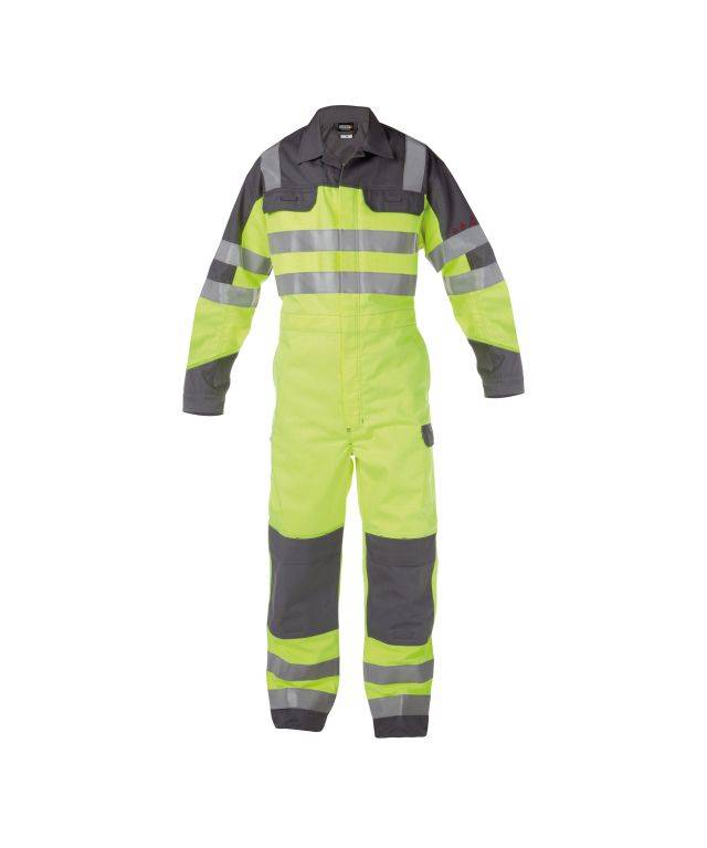 Multinorm Warnschutz Overall mit Kniepolstertaschen, NEONGELB/GRAFITGRAU, Gr. 3XL