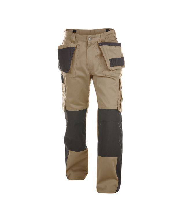 Zweifarbige Arbeitshose mit Holstertaschen und Kniepolstertaschen, KHAKI/SCHWARZ, Gr. 46