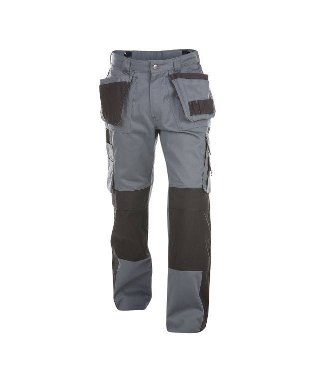 Zweifarbige Arbeitshose mit Holstertaschen und Kniepolstertaschen, ZEMENTGRAU/SCHWARZ , Kurzgröße, Gr. 46