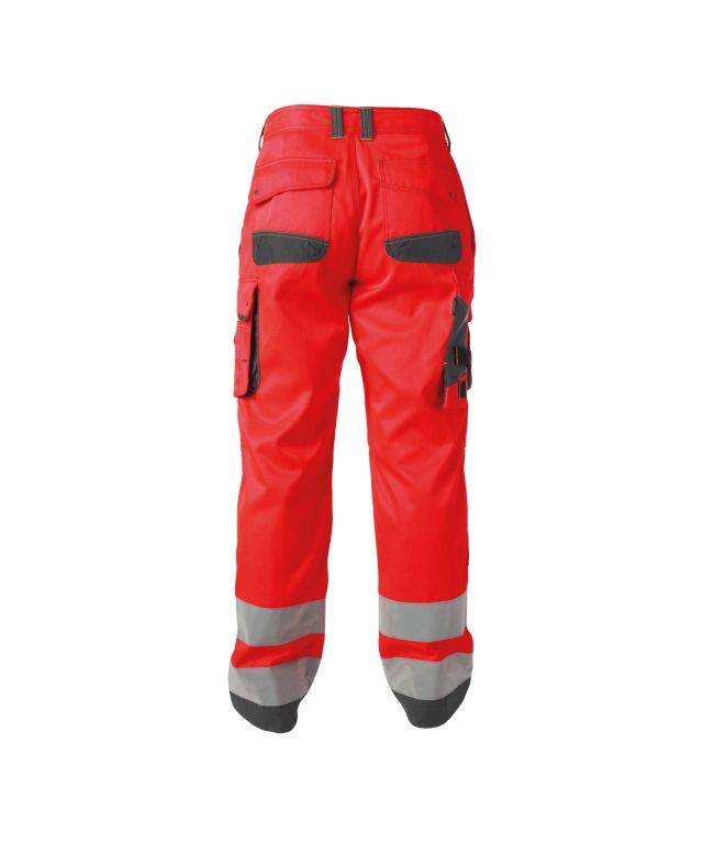 Warnschutzhose mit Kniepolstertaschen, NEONROT/ZEMENTGRAU , Langgröße, Gr. 53