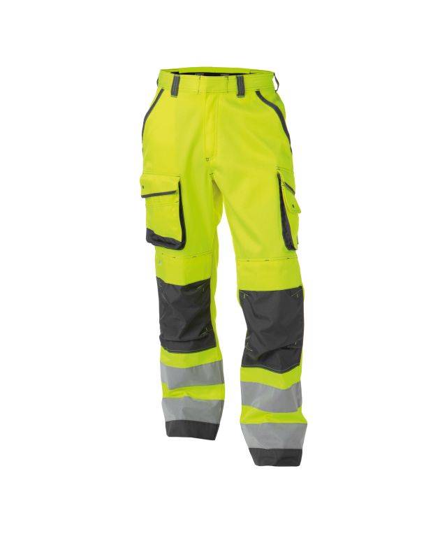 Warnschutzhose mit Kniepolstertaschen, NEONGELB/ZEMENTGRAU , Kurzgröße, Gr. 50