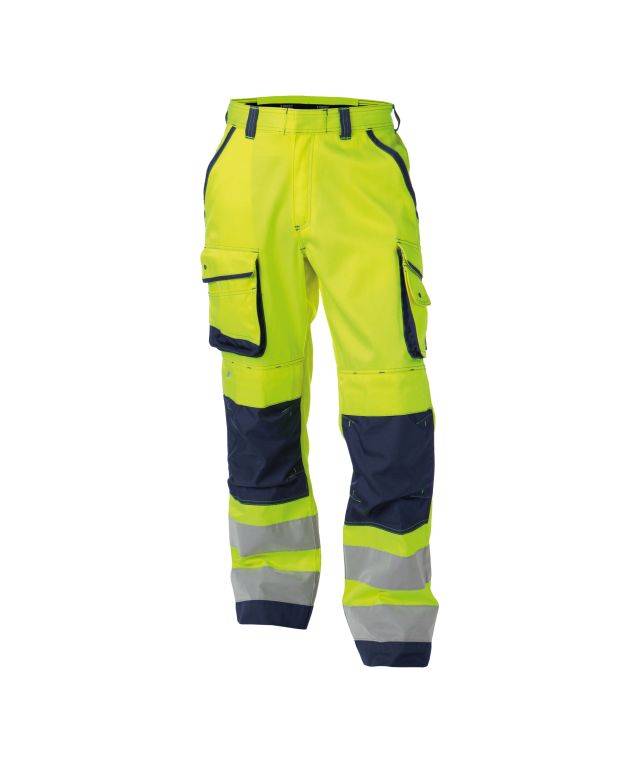 Warnschutzhose mit Kniepolstertaschen, NEONGELB/DUNKELBLAU, Gr. 46