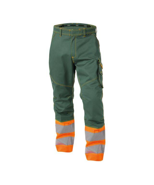 Warnschutzhose, FLASCHENGRÜN/NEONORANGE , Langgröße, Gr. 58
