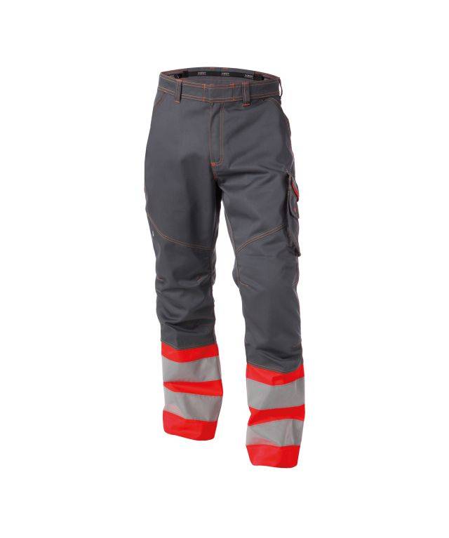 Warnschutzhose, ZEMENTGRAU/NEONROT , Langgröße, Gr. 54