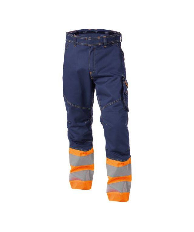 Warnschutzhose, DUNKELBLAU/NEONORANGE , Kurzgröße, Gr. 54