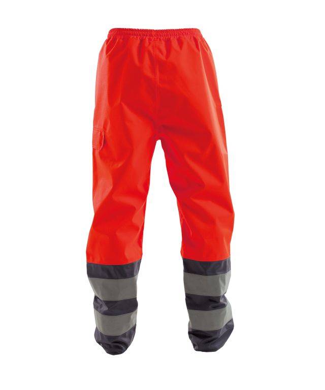 Warnschutz-Regenhose, NEONROT/ZEMENTGRAU, Gr. M