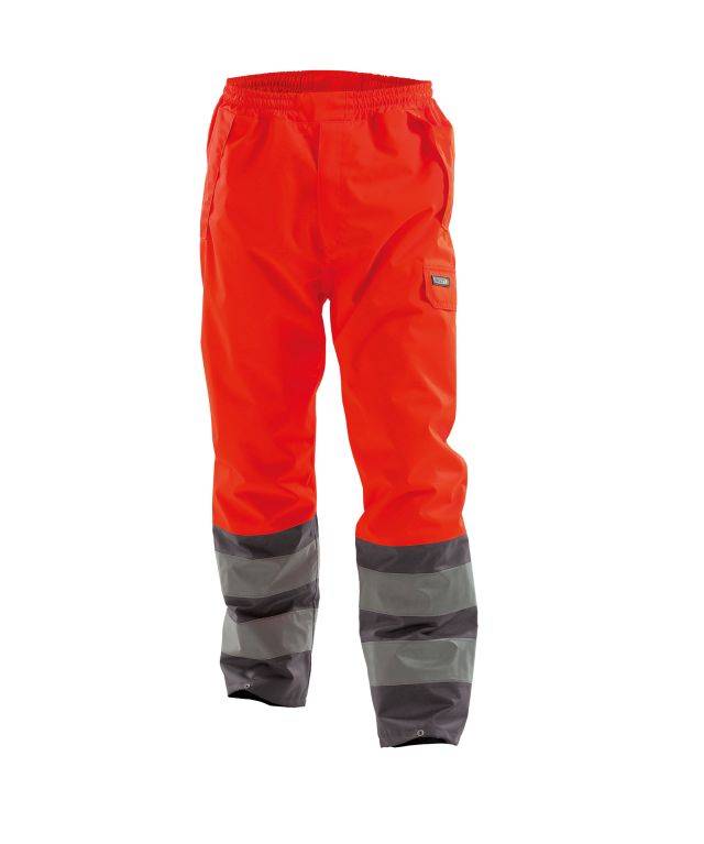 Warnschutz-Regenhose, NEONROT/ZEMENTGRAU, Gr. XL