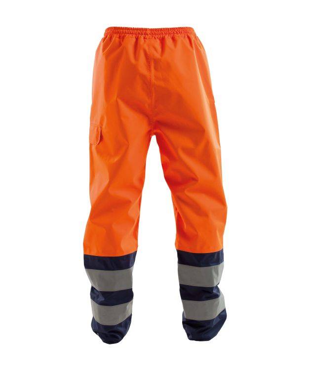 Warnschutz-Regenhose, NEONORANGE/DUNKELBLAU, Gr. L