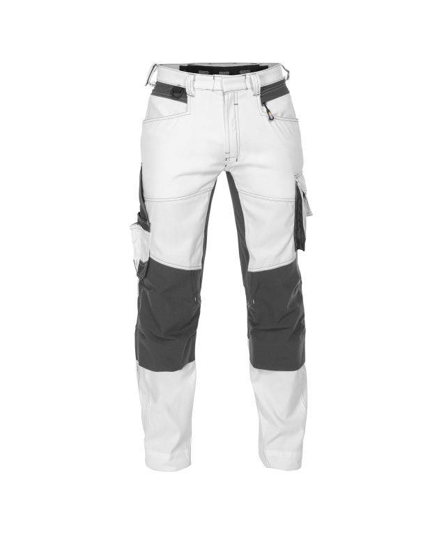 Malerhose mit Stretch und Kniepolstertaschen, WEIß/ANTHRAZITGRAU , Langgröße, Gr. 53