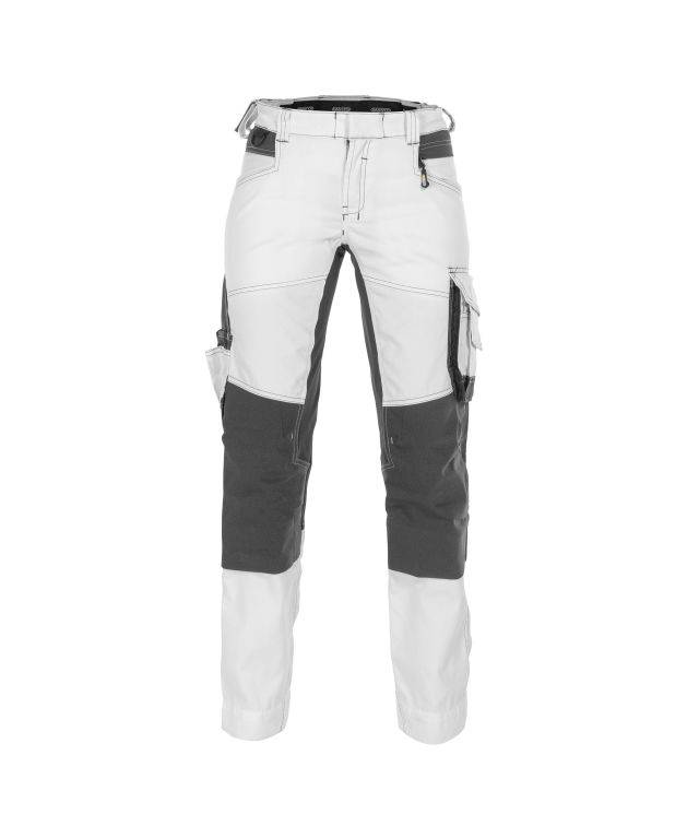 Malerhose mit Stretch und Kniepolstertaschen für Damen, WEIß/ANTHRAZITGRAU, Gr. 46