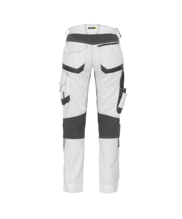 Malerhose mit Stretch und Kniepolstertaschen für Damen, WEIß/ANTHRAZITGRAU, Gr. 46