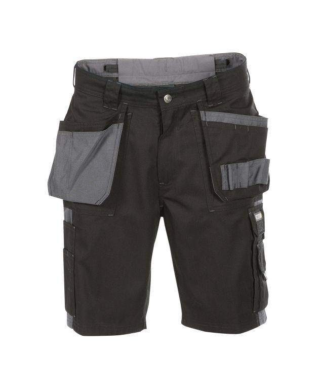 Zweifarbige Arbeitsshorts mit Holstertaschen, SCHWARZ/ZEMENTGRAU, Gr. 62