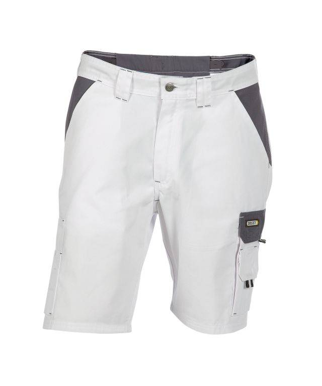 Zweifarbige Arbeitsshorts, WEIß/ZEMENTGRAU, Gr. 63