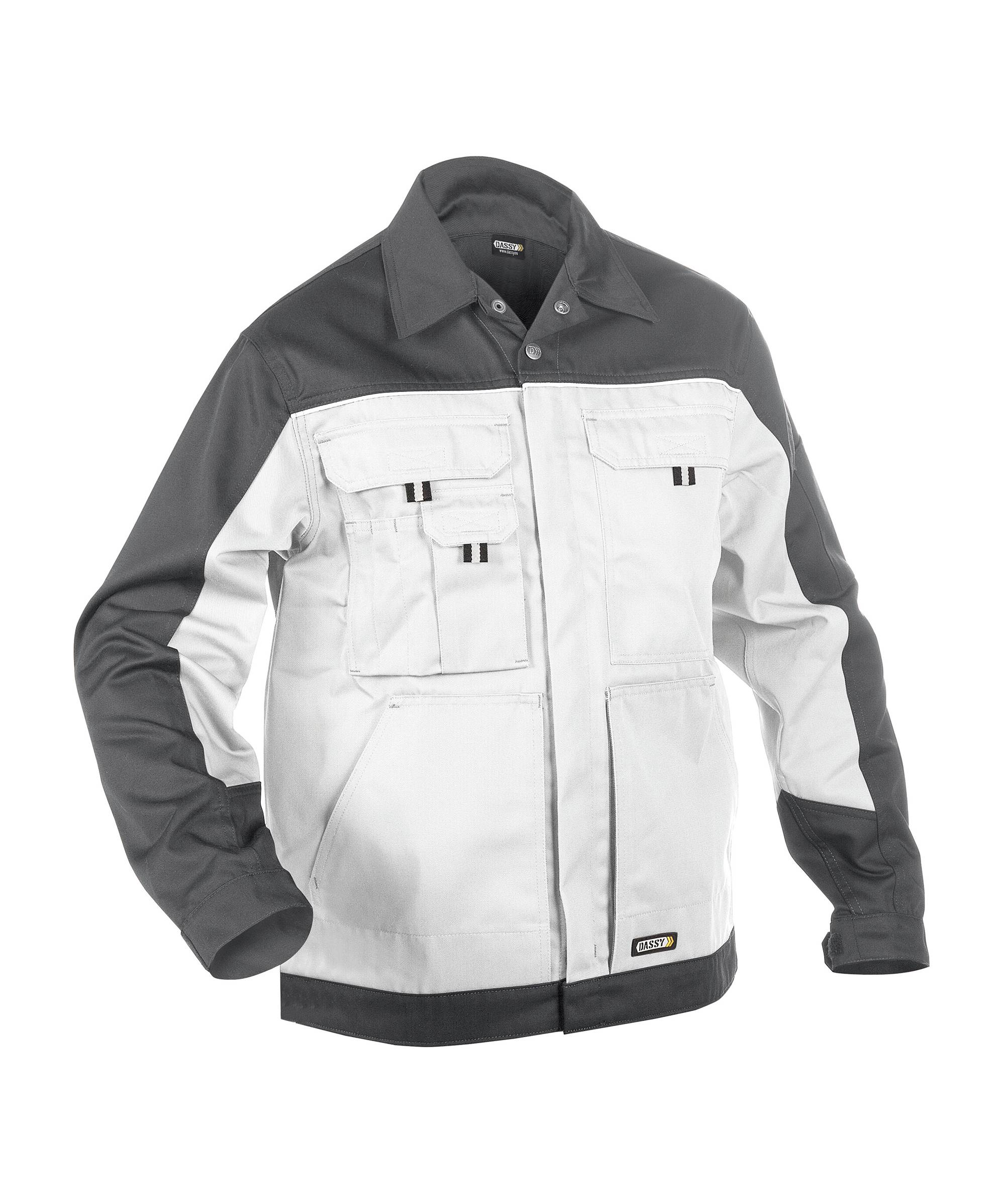 DASSY Lugano - Zweifarbige Arbeitsjacke weiss/zementgrau L STANDARD