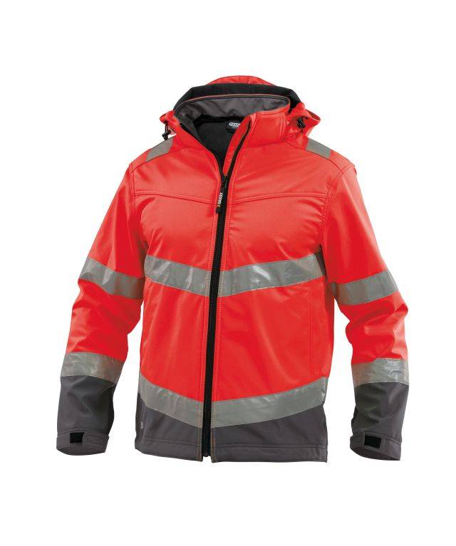 Warnschutz Softshell-Jacke, NEONROT/ZEMENTGRAU, Gr. M
