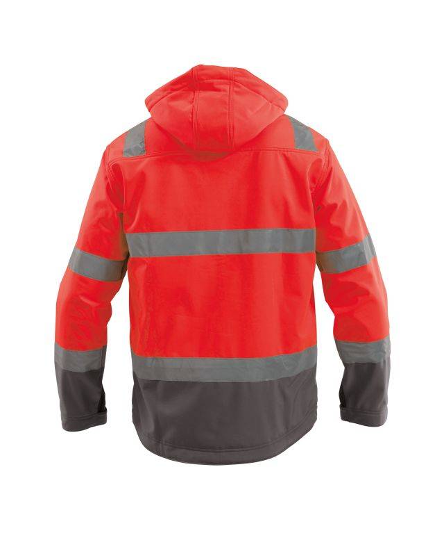 Warnschutz Softshell-Jacke, NEONROT/ZEMENTGRAU, Gr. M