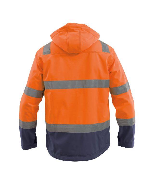 Warnschutz Softshell-Jacke, NEONORANGE/DUNKELBLAU, Gr. M