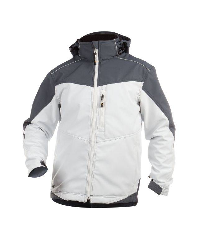 Zweifarbige Softshell-Jacke, WEIß/ZEMENTGRAU, Gr. XS