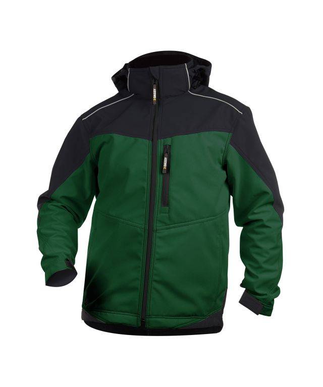 Zweifarbige Softshell-Jacke, FLASCHENGRÜN/SCHWARZ, Gr. XL