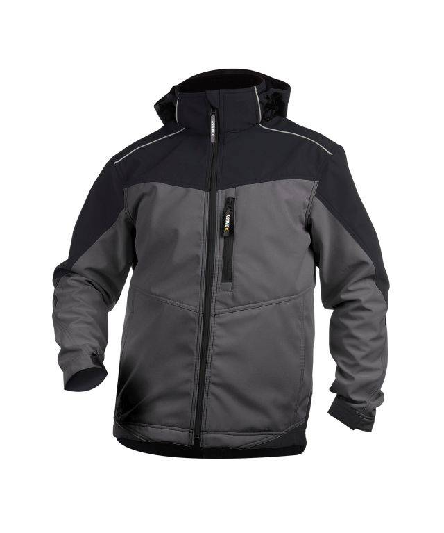 Zweifarbige Softshell-Jacke, ZEMENTGRAU/SCHWARZ, Gr. 2XL