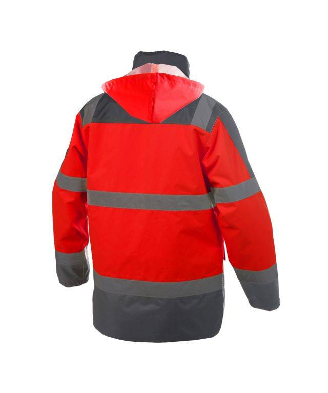 Warnschutz Regen-Parka, NEONROT/ZEMENTGRAU, Gr. M