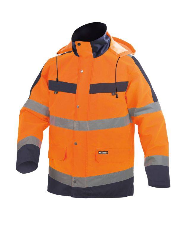 Warnschutz Regen-Parka, NEONORANGE/DUNKELBLAU, Gr. 3XL