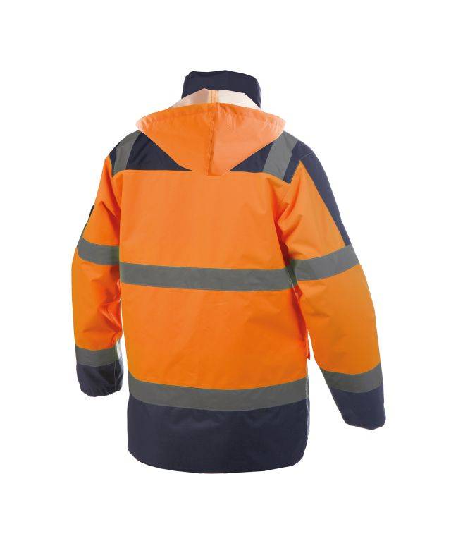 Warnschutz Regen-Parka, NEONORANGE/DUNKELBLAU, Gr. 3XL